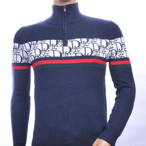 NEW DREAM trendy turtle kraag gebreide heren trui met ritssluiting Navy