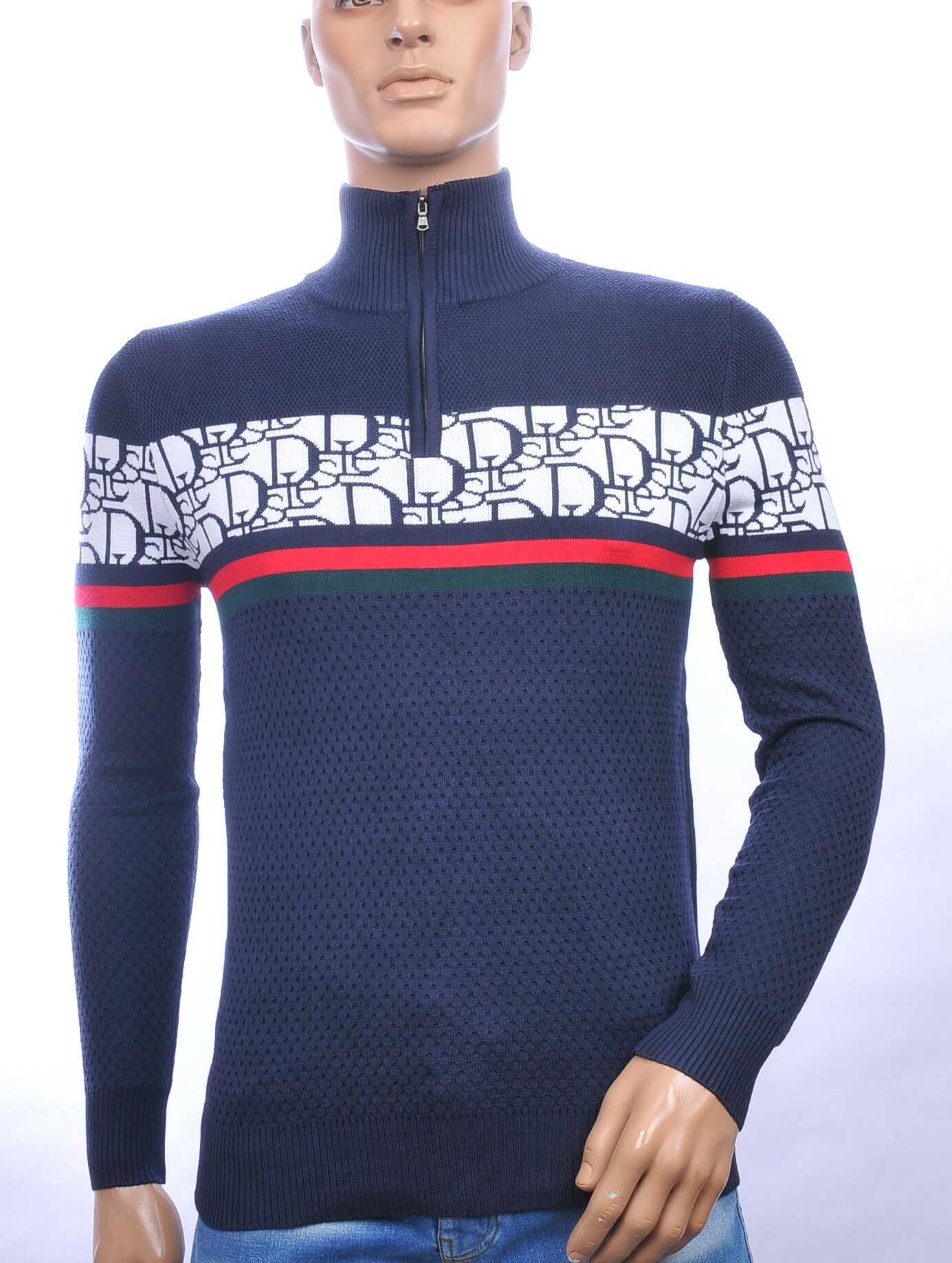 NEW DREAM trendy turtle kraag gebreide heren trui met ritssluiting Navy