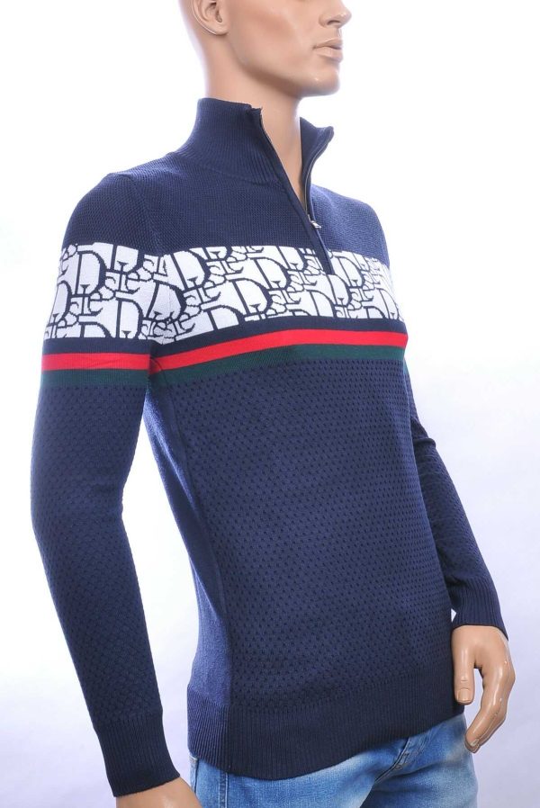 NEW DREAM trendy turtle kraag gebreide heren trui met ritssluiting Navy