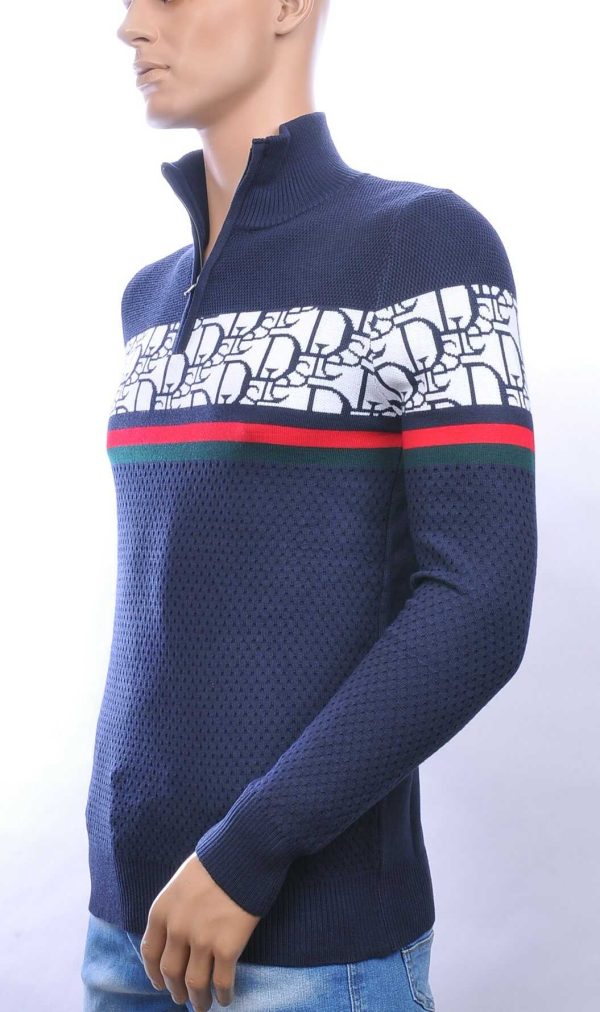 NEW DREAM trendy turtle kraag gebreide heren trui met ritssluiting Navy