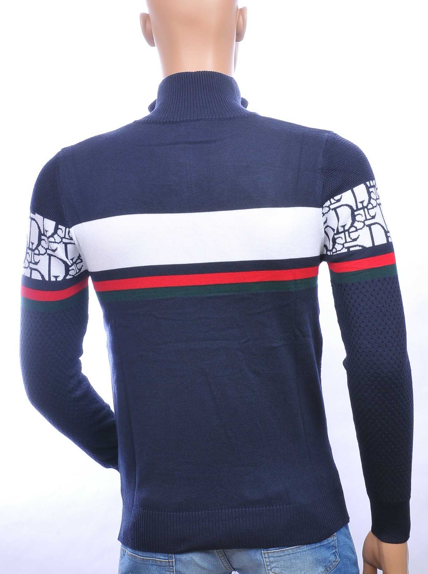 NEW DREAM trendy turtle kraag gebreide heren trui met ritssluiting Navy