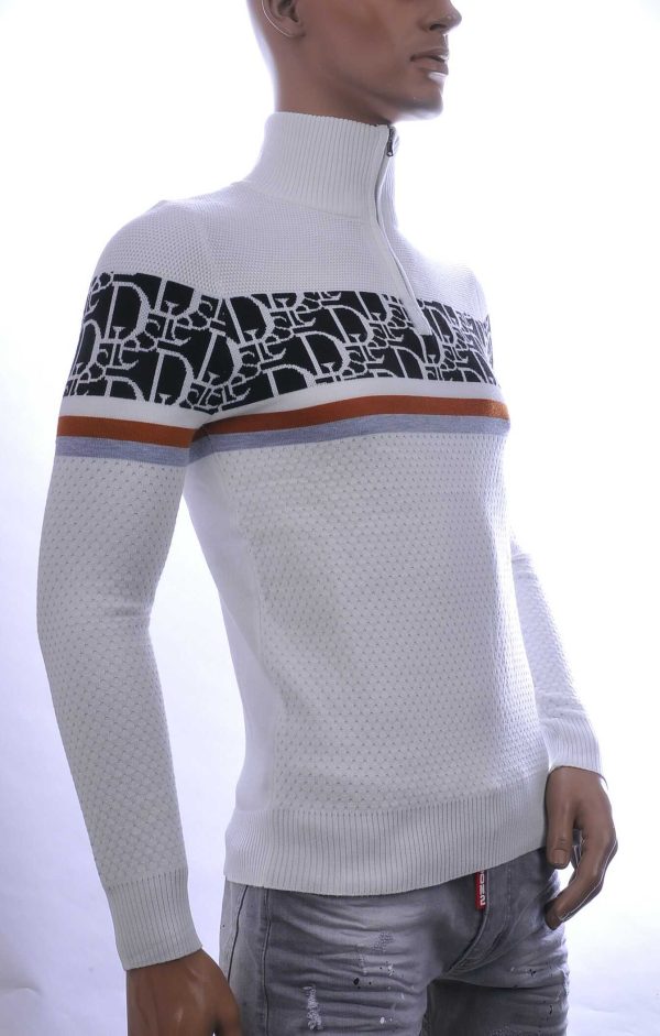 NEW DREAM trendy turtle kraag gebreide heren trui met ritssluiting Wit