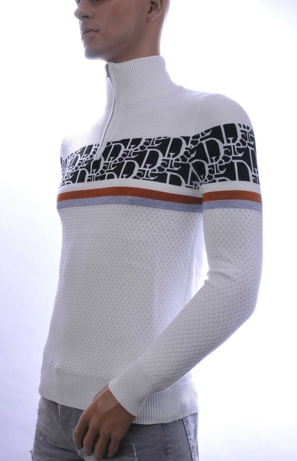 NEW DREAM trendy turtle kraag gebreide heren trui met ritssluiting Wit