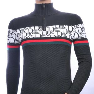 NEW DREAM trendy turtle kraag gebreide heren trui met ritssluiting Zwart