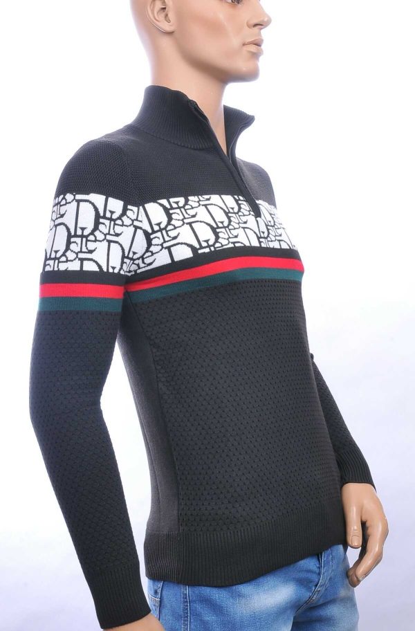 NEW DREAM trendy turtle kraag gebreide heren trui met ritssluiting Zwart