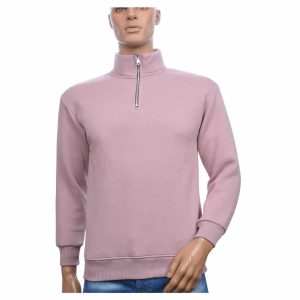 BRAAZI Luxe Turtle Kraag Heren Sweatshirt met Ritssluiting – Roze