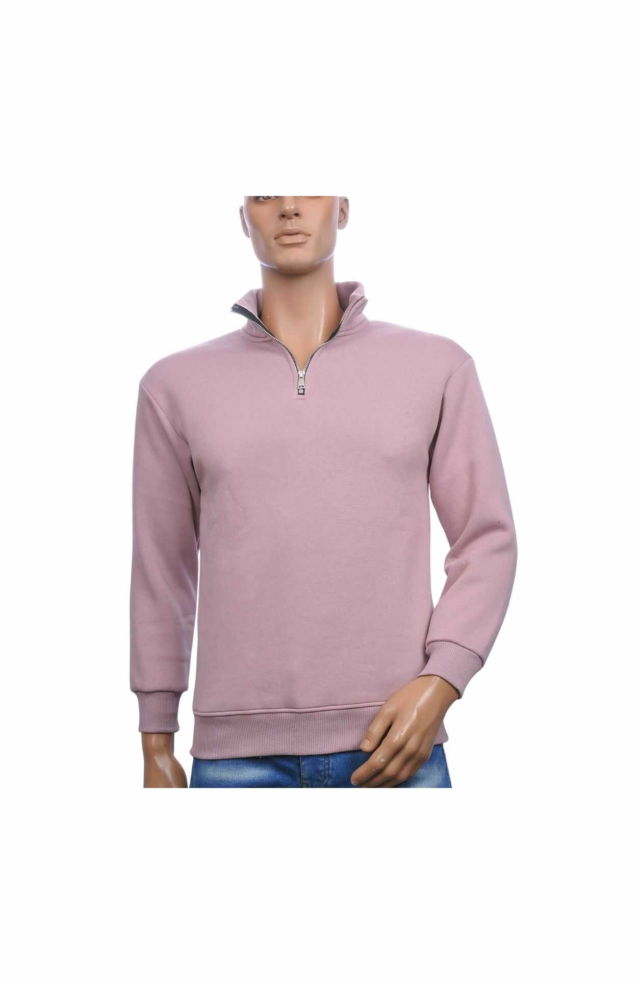 BRAAZI Luxe Turtle Kraag Heren Sweatshirt met Ritssluiting – Roze