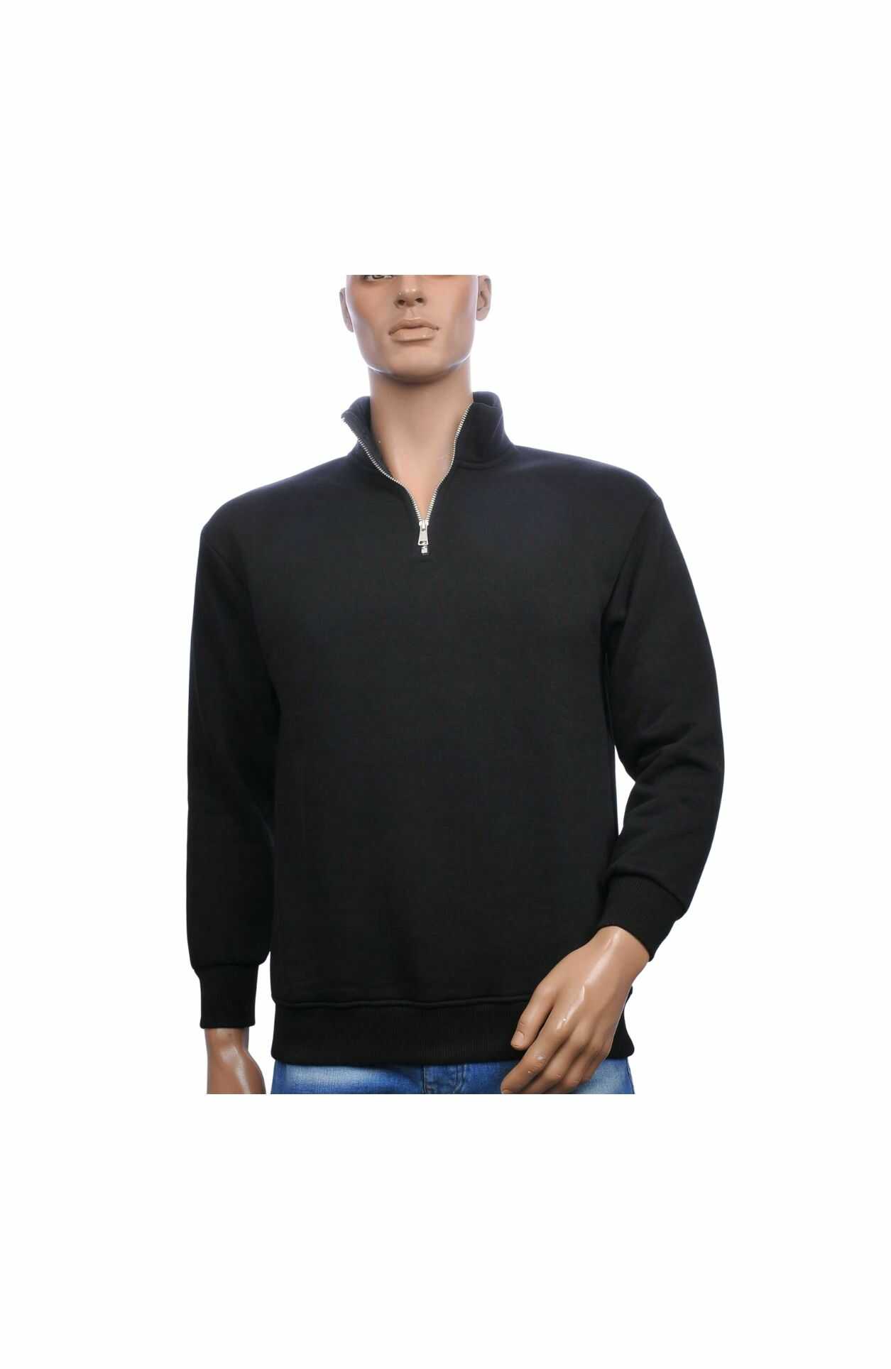 BRAAZI Luxe Turtle Kraag Heren Sweatshirt met Ritssluiting – Zwart