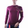 CI-BORG Luxe Ronde Hals Heren Sweatshirt met Geborduurde Tijger – Bordeaux