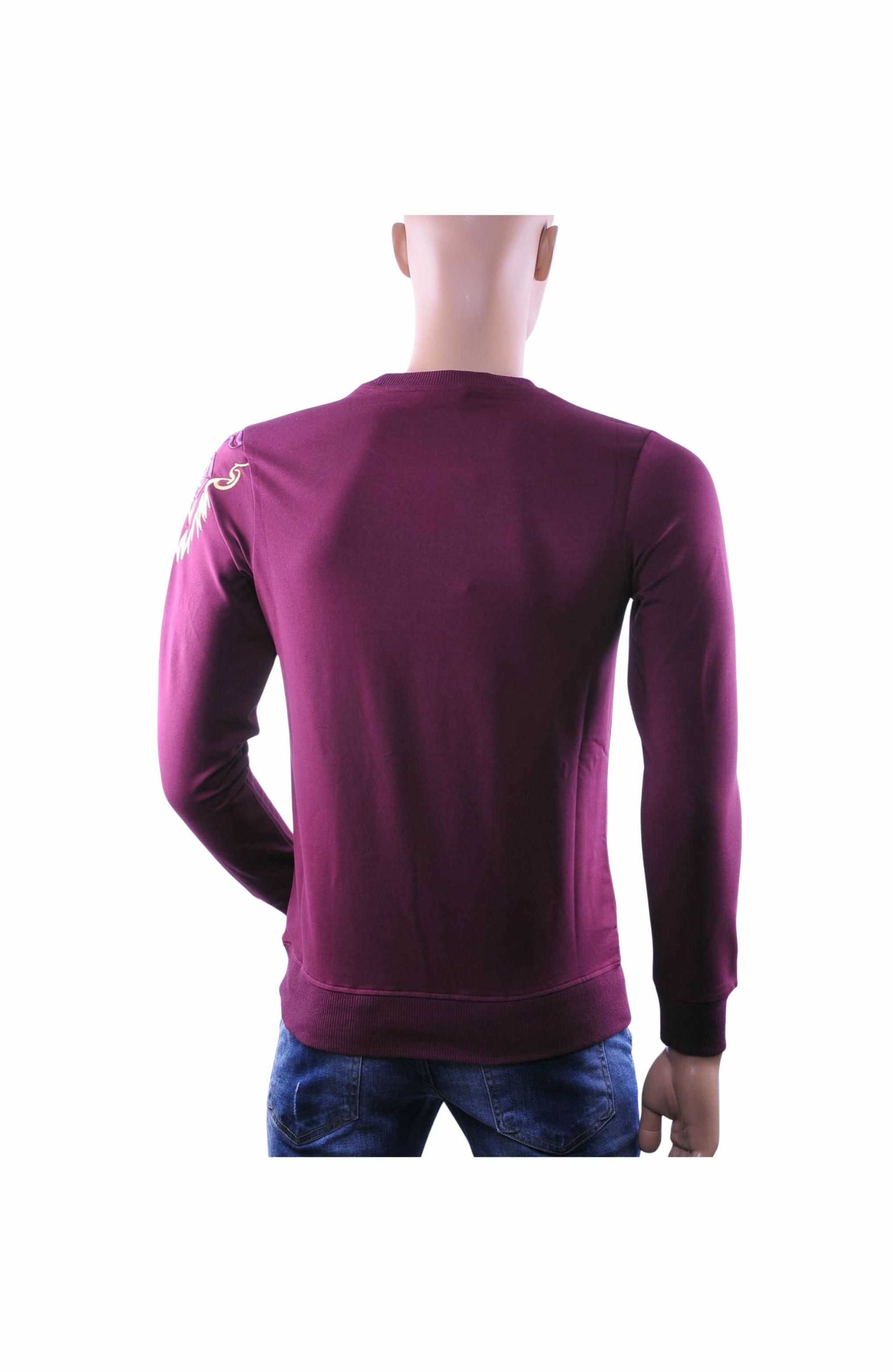 CI-BORG Luxe Ronde Hals Heren Sweatshirt met Geborduurde Tijger – Bordeaux