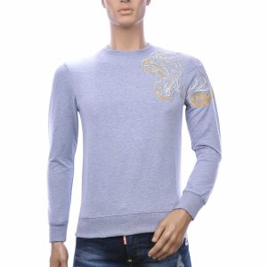 CI-BORG Luxe Ronde Hals Heren Sweatshirt met Geborduurde Tijger – Grijs