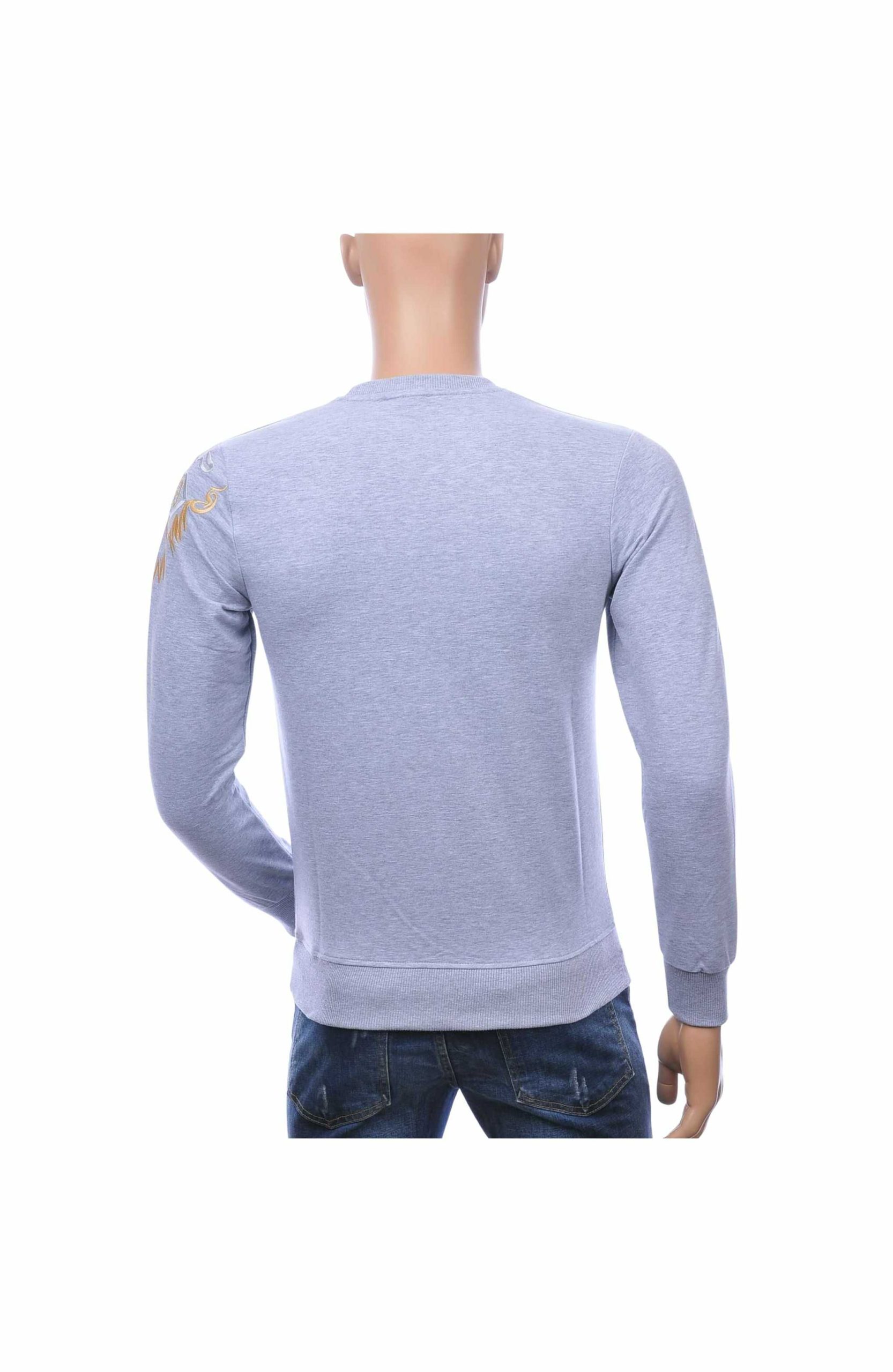 CI-BORG Luxe Ronde Hals Heren Sweatshirt met Geborduurde Tijger – Grijs