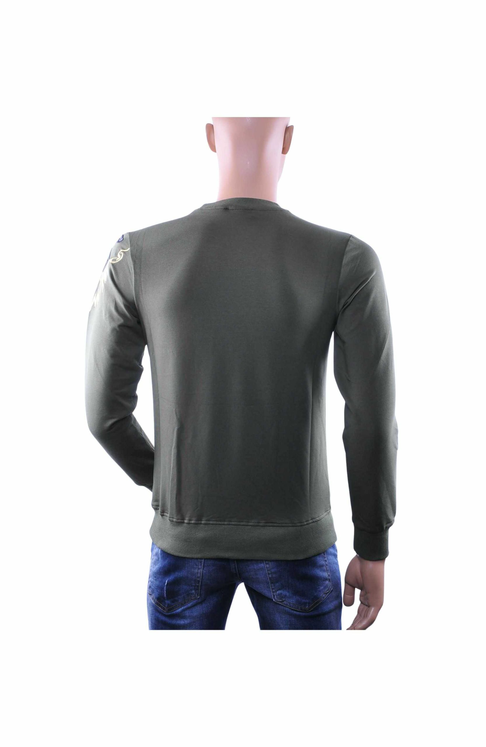 CI-BORG Luxe Ronde Hals Heren Sweatshirt met Geborduurde Tijger – Khaki