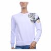 CI-BORG Luxe Ronde Hals Heren Sweatshirt met Geborduurde Tijger – Wit