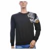 CI-BORG Luxe Ronde Hals Heren Sweatshirt met Geborduurde Tijger – Zwart-Wit