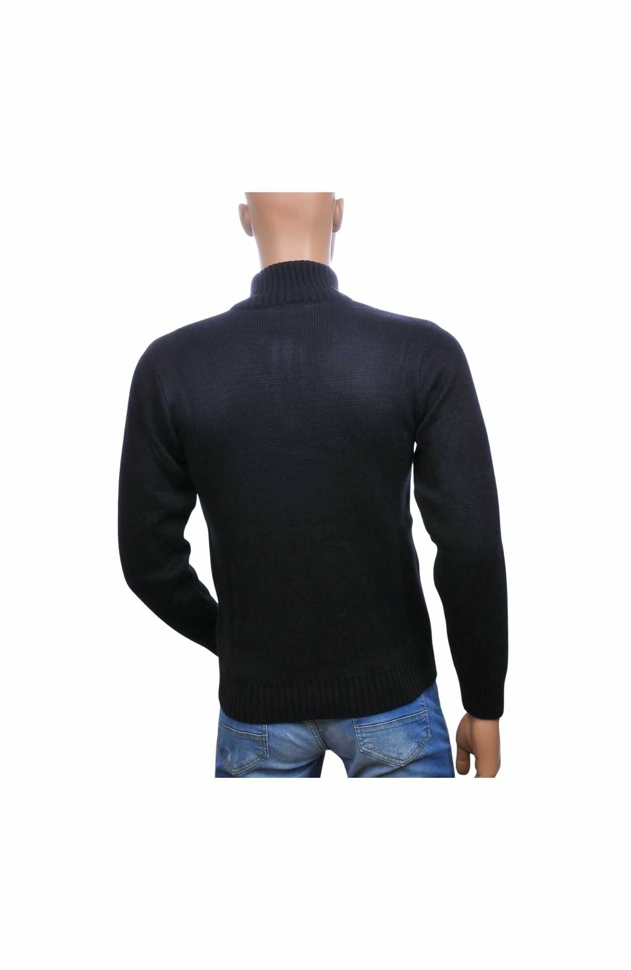 CI-BORG Luxe Gebreide Turtle Kraag Wintertrui Met Ritssluiting – Navy