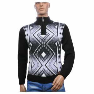 CI-BORG Luxe Gebreide Turtle Kraag Wintertrui Met Ritssluiting – Zwart