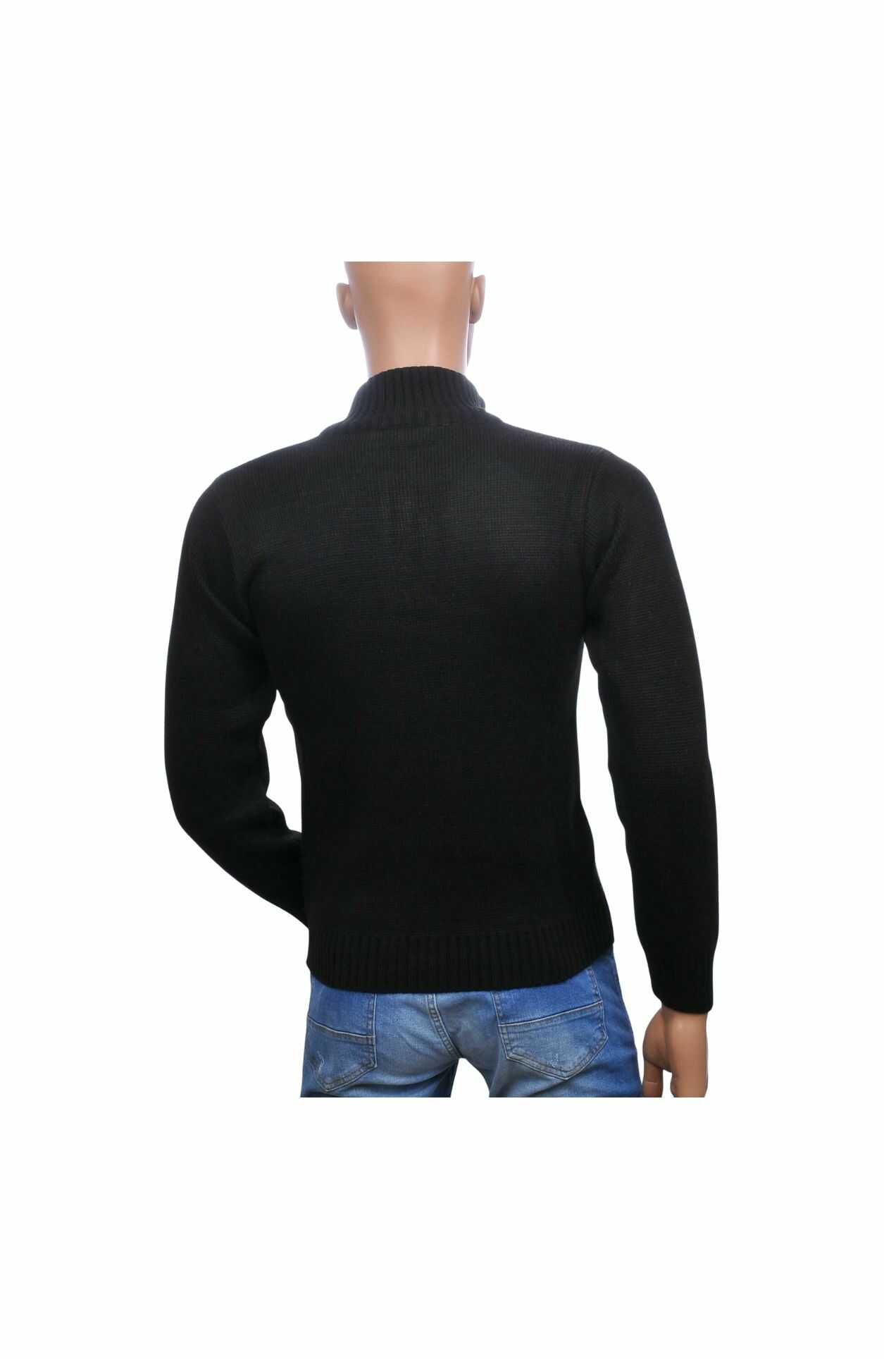 CI-BORG Luxe Gebreide Turtle Kraag Wintertrui Met Ritssluiting – Zwart