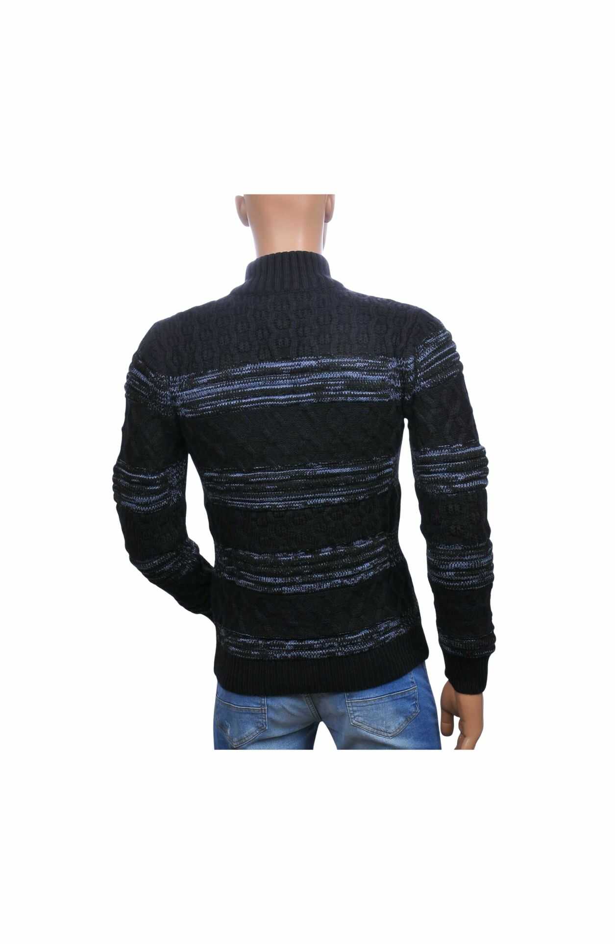 CI-BORG Stijlvolle Heren Wintertrui met Turtle Kraag en Knoopsluiting – Navy