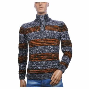 CI-BORG Stijlvolle Heren Wintertrui met Turtle Kraag en Knoopsluiting β Zwart