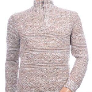 CLUB JU trendy turtle kraag gebreide heren winter trui met ritssluiting Beige