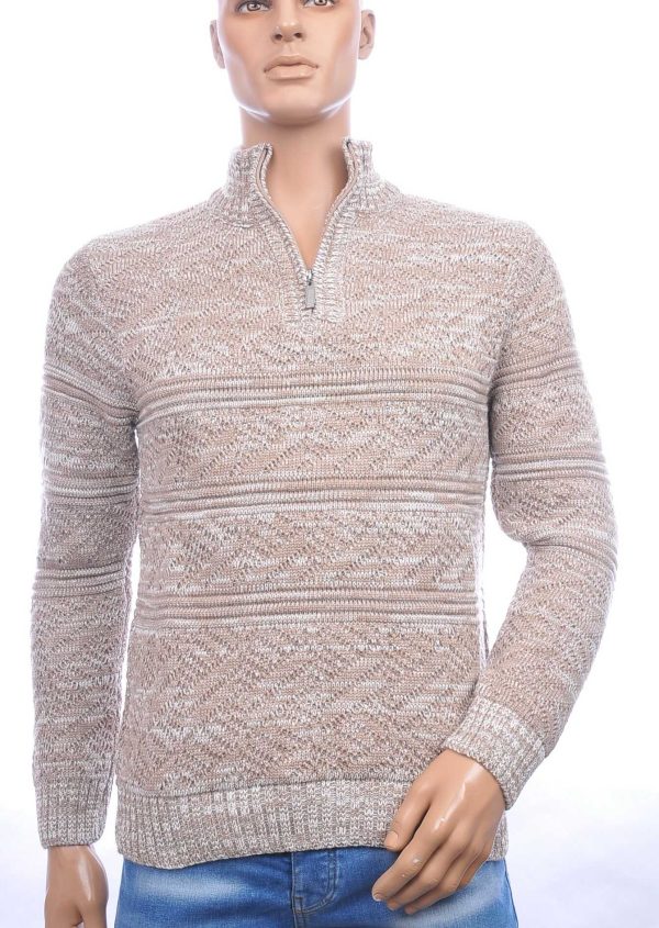CLUB JU trendy turtle kraag gebreide heren winter trui met ritssluiting Beige