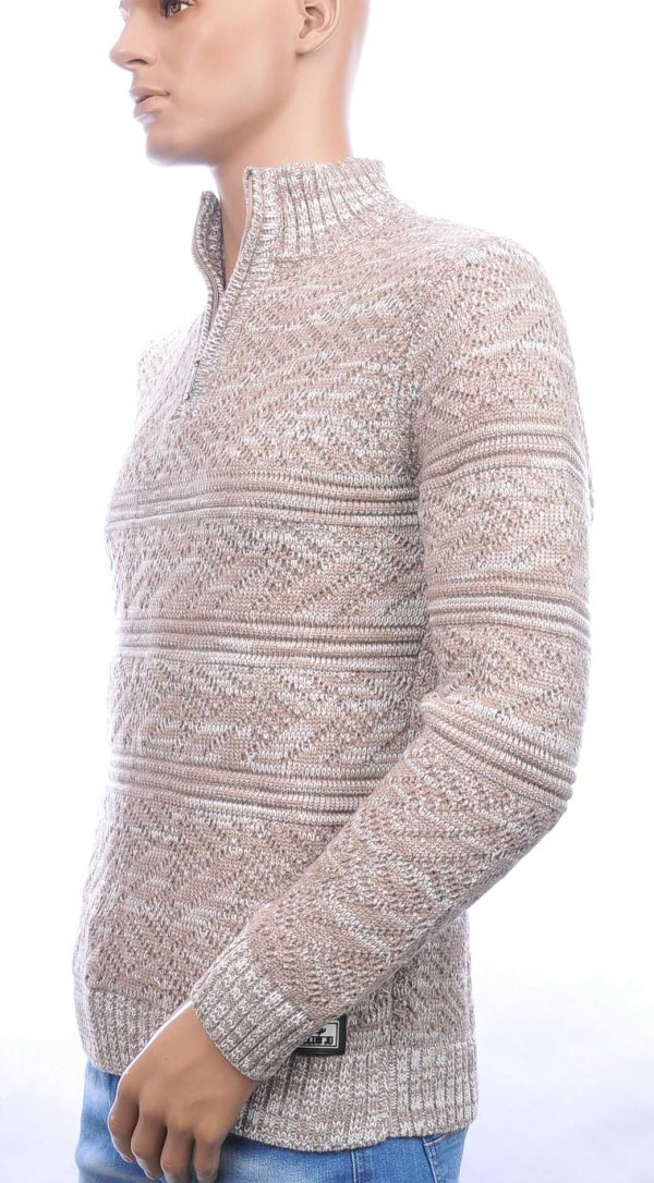 CLUB JU trendy turtle kraag gebreide heren winter trui met ritssluiting Beige