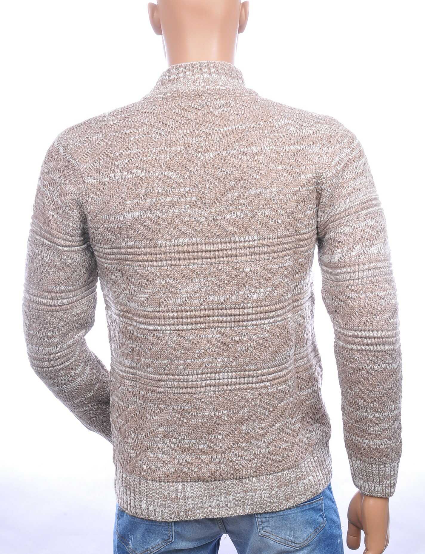 CLUB JU trendy turtle kraag gebreide heren winter trui met ritssluiting Beige