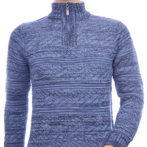 CLUB JU trendy turtle kraag gebreide heren winter trui met ritssluiting Blauw