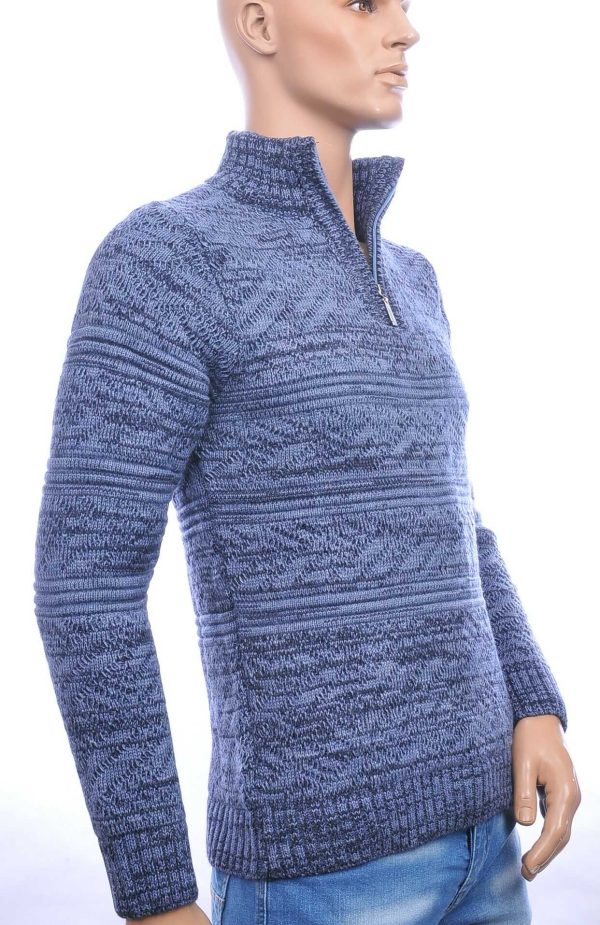 CLUB JU trendy turtle kraag gebreide heren winter trui met ritssluiting Blauw
