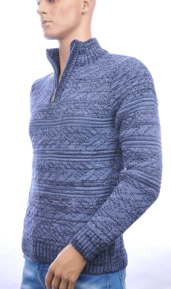 CLUB JU trendy turtle kraag gebreide heren winter trui met ritssluiting Blauw
