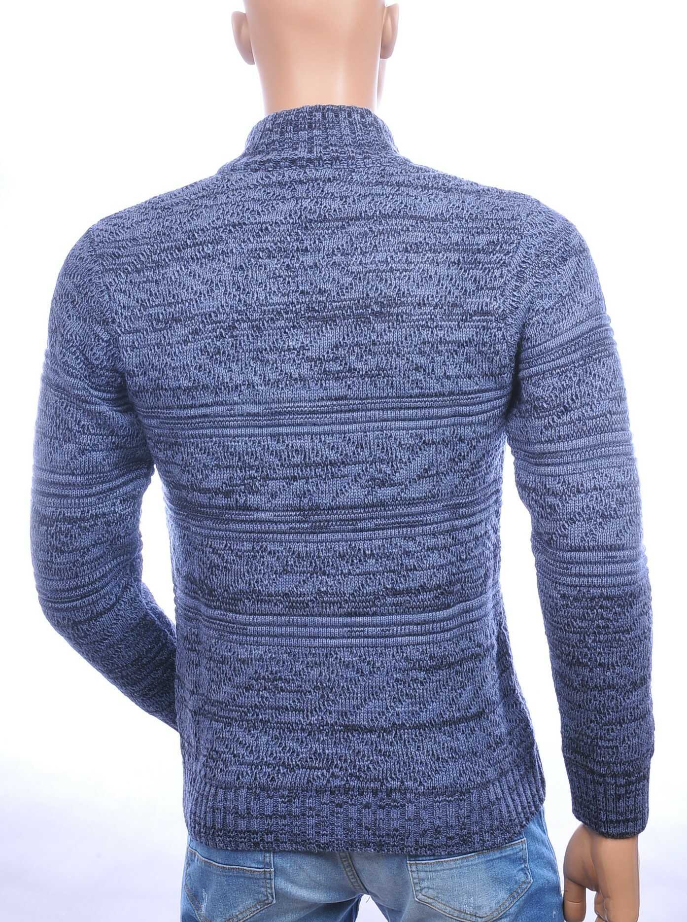 CLUB JU trendy turtle kraag gebreide heren winter trui met ritssluiting Blauw