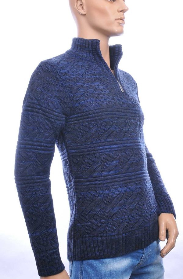 CLUB JU trendy turtle kraag gebreide heren winter trui met ritssluiting Navy