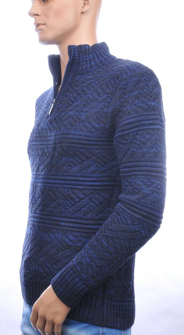 CLUB JU trendy turtle kraag gebreide heren winter trui met ritssluiting Navy