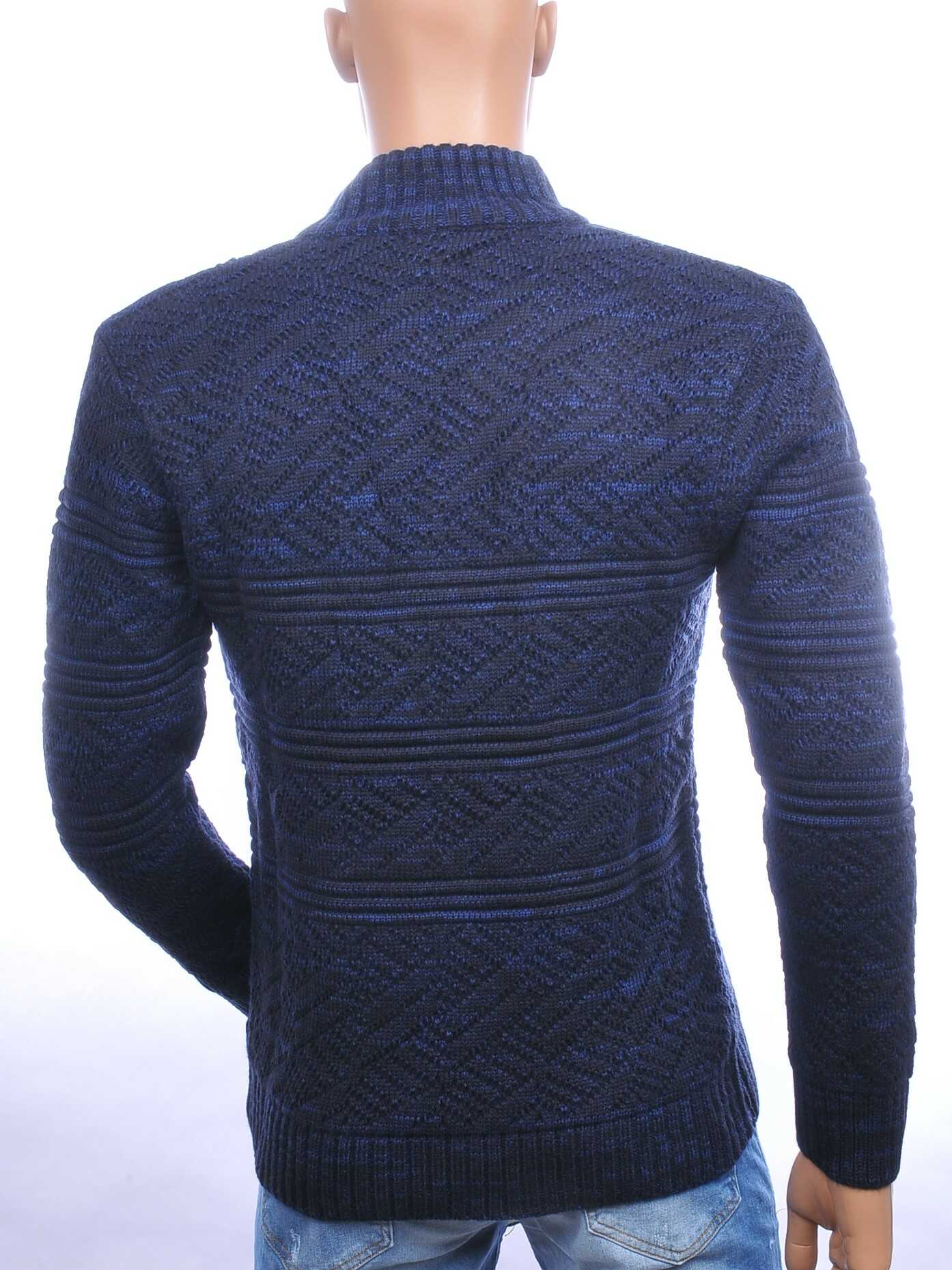 CLUB JU trendy turtle kraag gebreide heren winter trui met ritssluiting Navy