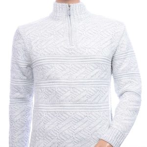 CLUB JU trendy turtle kraag gebreide heren winter trui met ritssluiting Wit