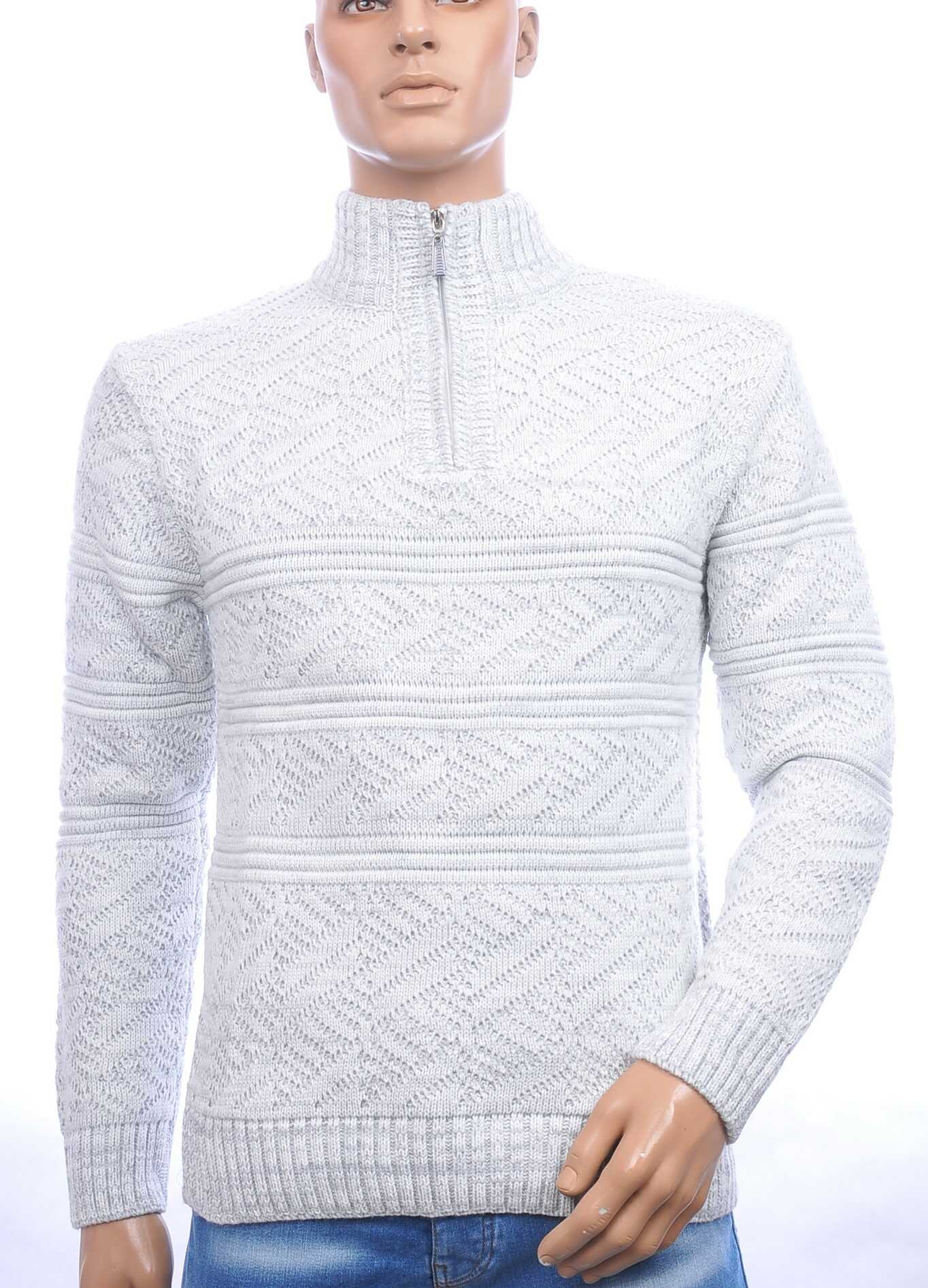 CLUB JU trendy turtle kraag gebreide heren winter trui met ritssluiting Wit