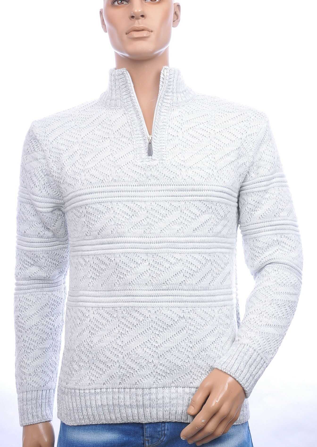 CLUB JU trendy turtle kraag gebreide heren winter trui met ritssluiting Wit