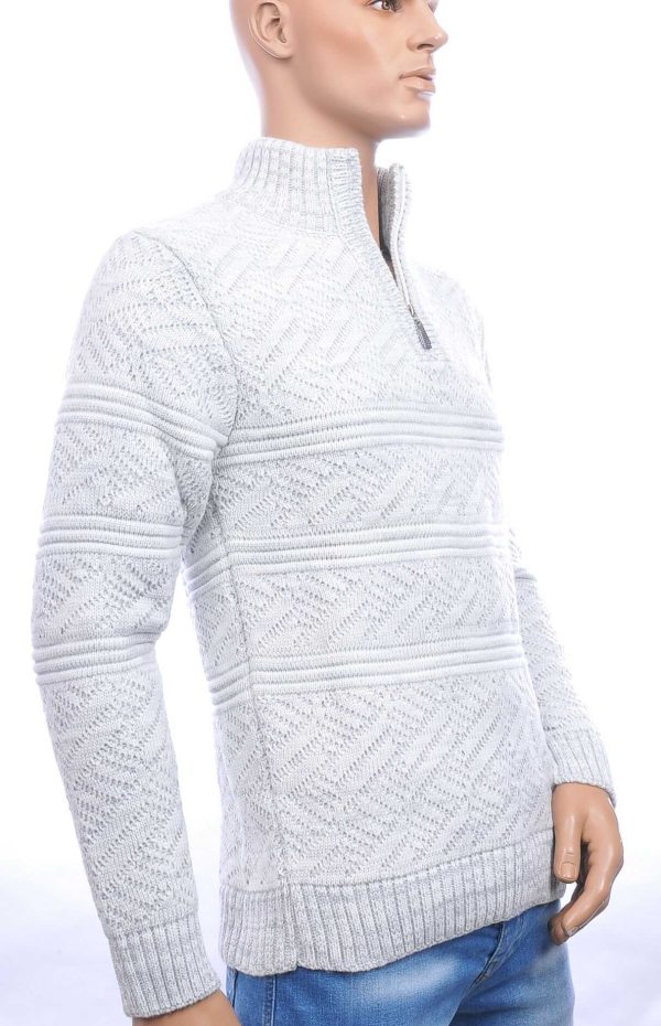 CLUB JU trendy turtle kraag gebreide heren winter trui met ritssluiting Wit