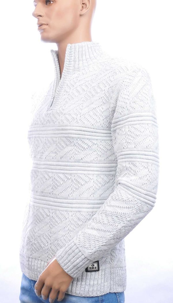 CLUB JU trendy turtle kraag gebreide heren winter trui met ritssluiting Wit
