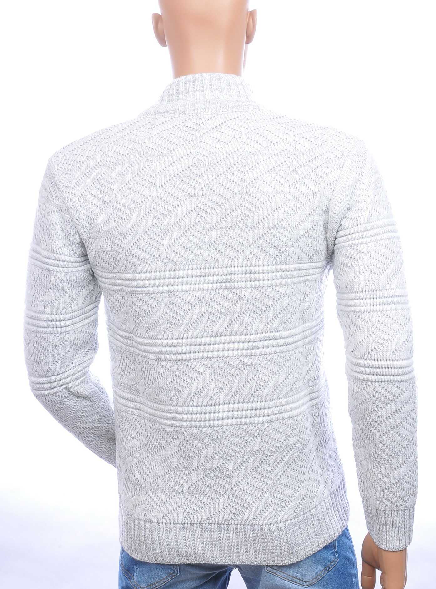 CLUB JU trendy turtle kraag gebreide heren winter trui met ritssluiting Wit