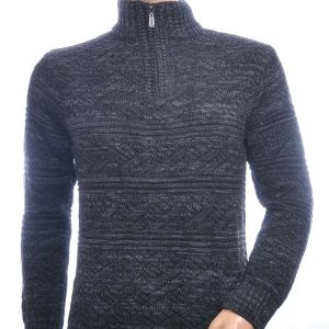 CLUB JU trendy turtle kraag gebreide heren winter trui met ritssluiting Zwart