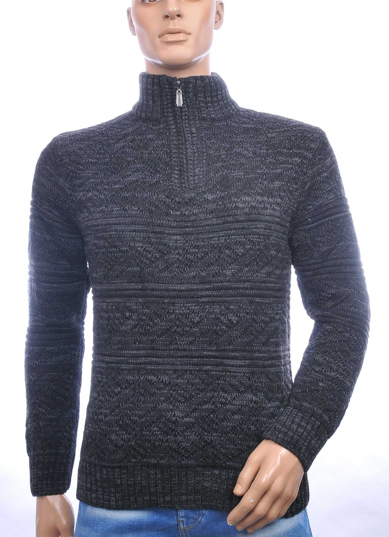 CLUB JU trendy turtle kraag gebreide heren winter trui met ritssluiting Zwart