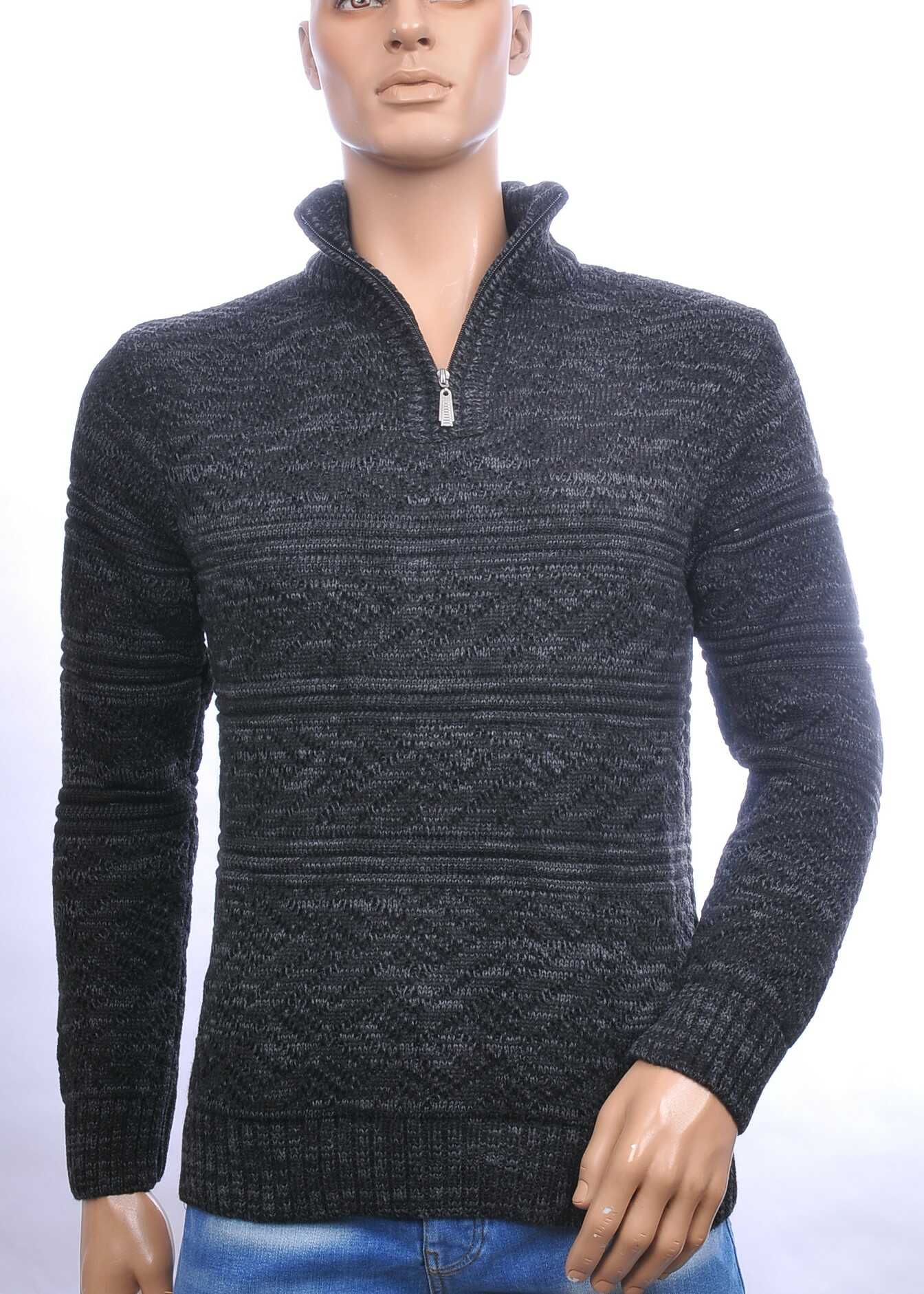 CLUB JU trendy turtle kraag gebreide heren winter trui met ritssluiting Zwart