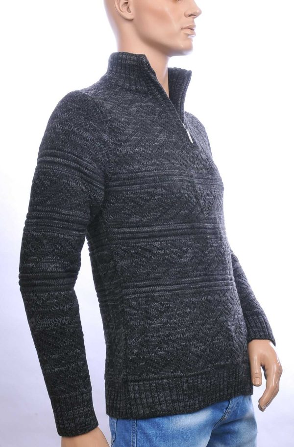 CLUB JU trendy turtle kraag gebreide heren winter trui met ritssluiting Zwart