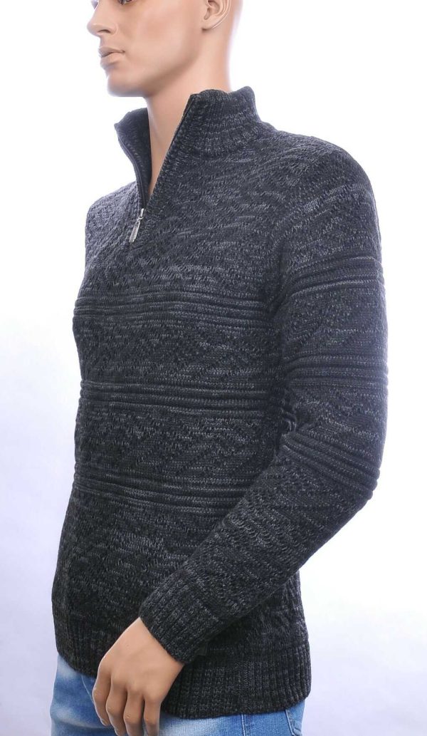 CLUB JU trendy turtle kraag gebreide heren winter trui met ritssluiting Zwart