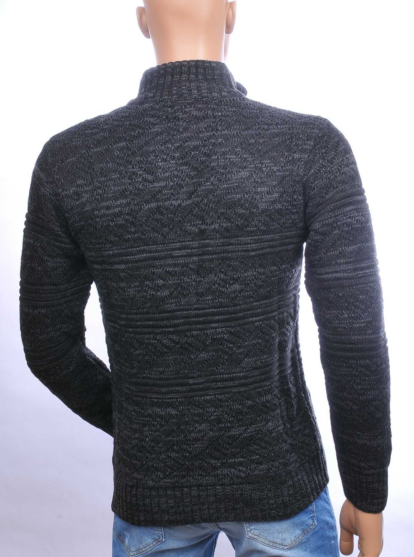 CLUB JU trendy turtle kraag gebreide heren winter trui met ritssluiting Zwart