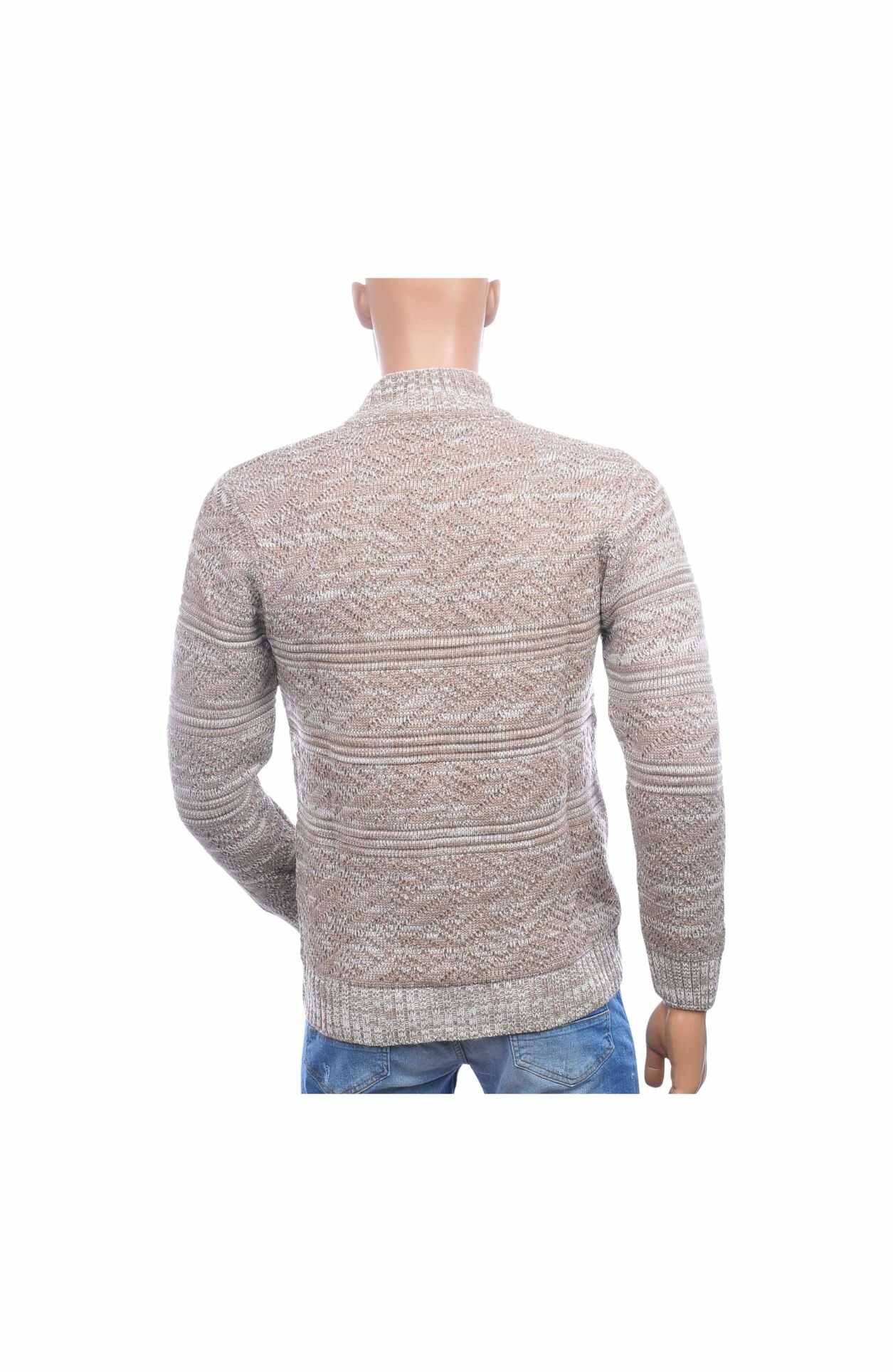CLUB JU Trendy Turtle Kraag Gebreide Heren Wintertrui met Ritssluiting – Beige