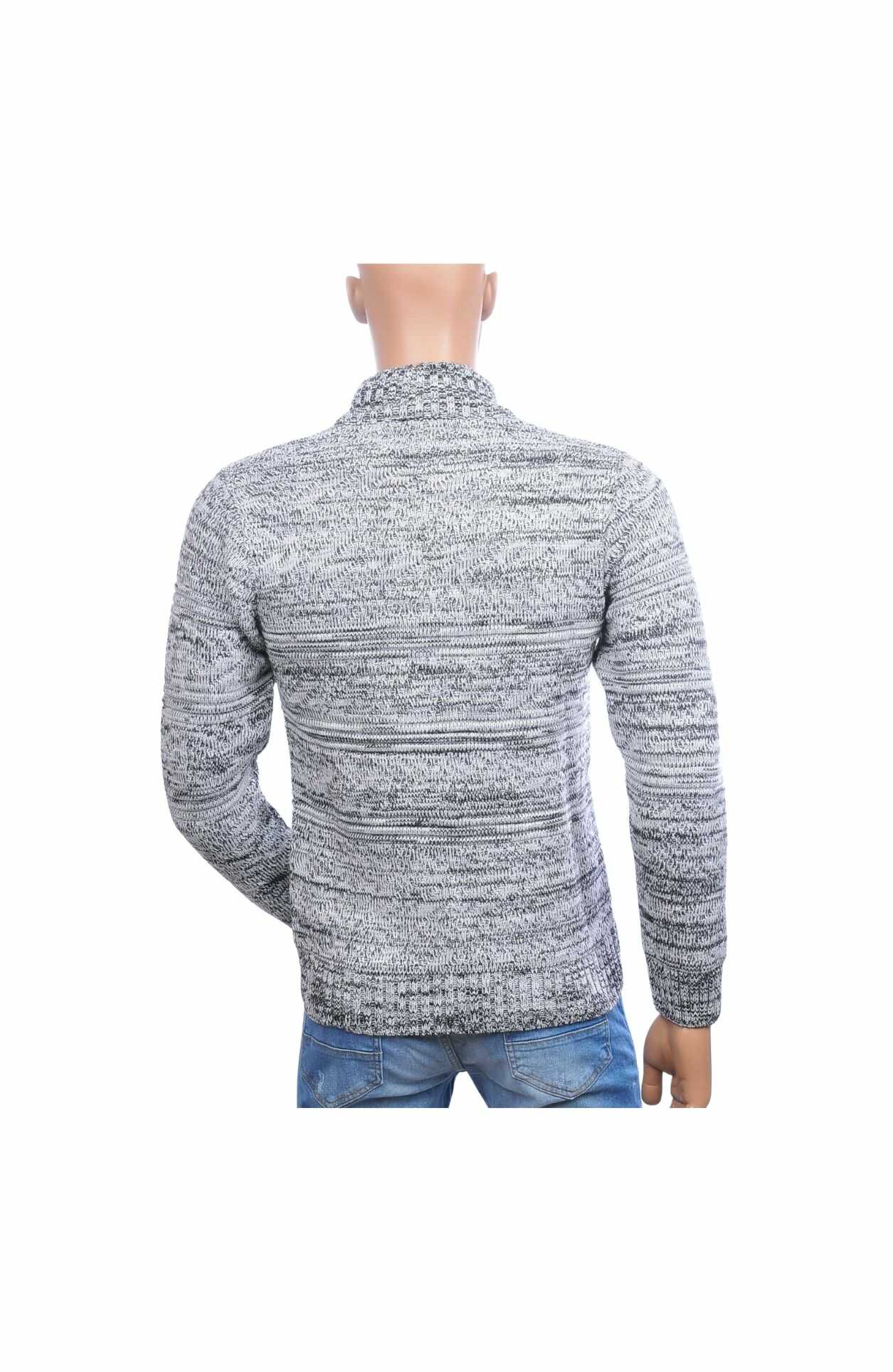 CLUB JU Trendy Turtle Kraag Gebreide Heren Wintertrui met Ritssluiting – Grijs