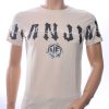 NEW DREAM trendy ANJI American print ronde hals T-shirt Beige